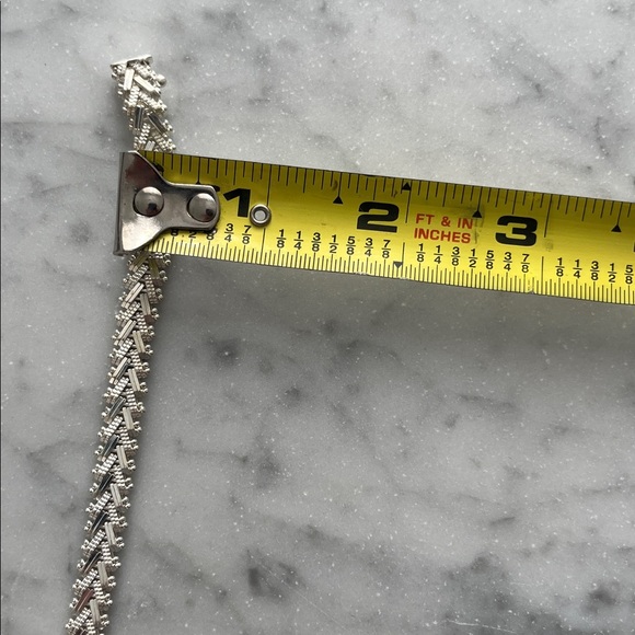 Vintage 1980s Sterling Silver 925 V Shaped Chain Link Statement Bracelet - Picture 7 of 8